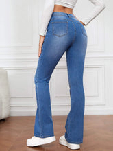 Tall High Waist Bleach Wash Flare Leg Jeans